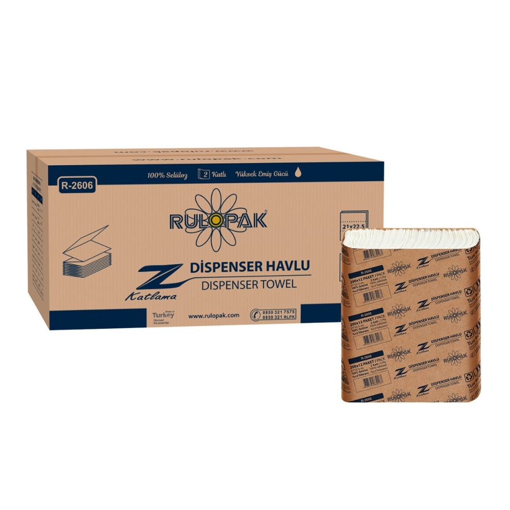 RULOPAK Z KAT DİSPENSER HAVLU 200 LÜ | Rulopak - Hijyen Çözümleri